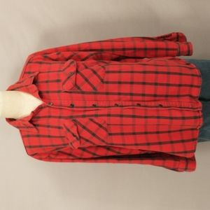 Vintage Red Plaid Shirt Soft Woven Cotton USA made 70's Unisex Men's or Women's
